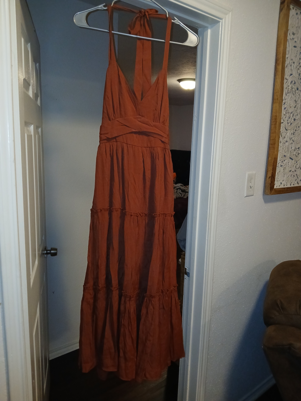 Trixxi NWT Rust Halter Maxi Dress - Lightweight Tiered Summer Dress